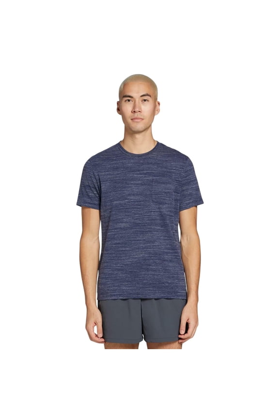 VRST Men's Essential Pocket Tee, Medium, Darker Ardosia Slt Marble Blue