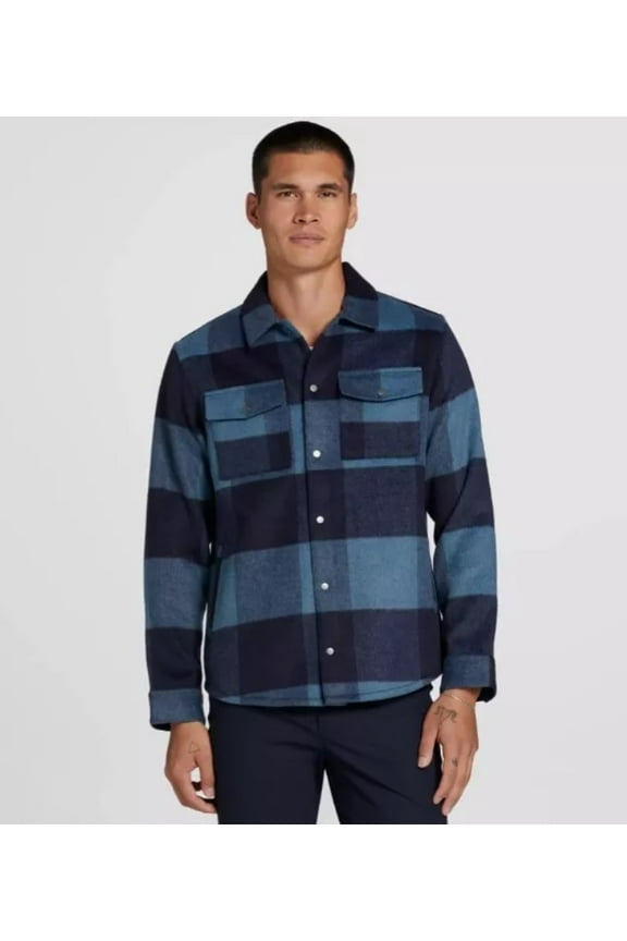 Men's Wool Blend Plaid Shirt Jacket Size M