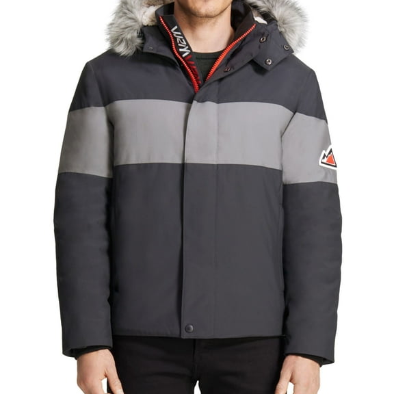 VRY WRM&trade Mens Polar Oxford Snorkel Coat, Black, Medium