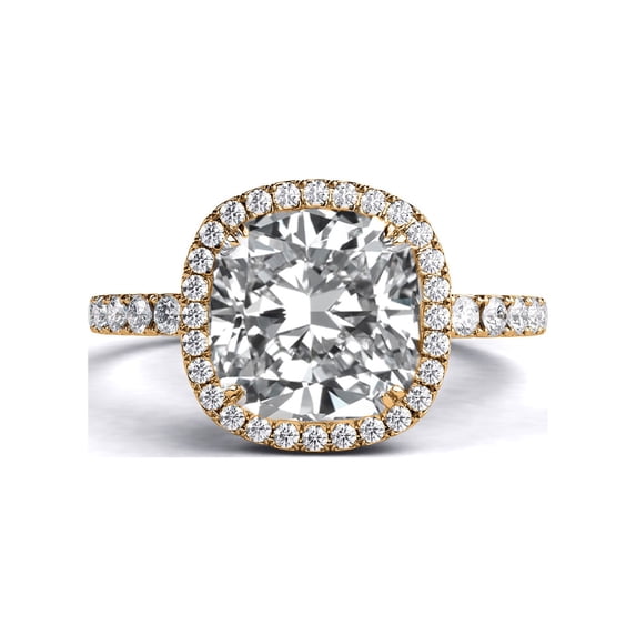 VS 6.50MM Moissanite Engagement Ring With Diamonds (1.21 ct Moissanite Weight, 1.8 ctw dew) Micro Pave Cathedral 14K Gold