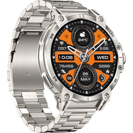 VS19 1.8” HD Display SmartWatch Full-Touch IP68 Waterproof Long Life Bluetooth Calling, Fitness Sleep Monitor, 107 Sports Modes 50-Day Standby, AI Voice Assistant -Silver