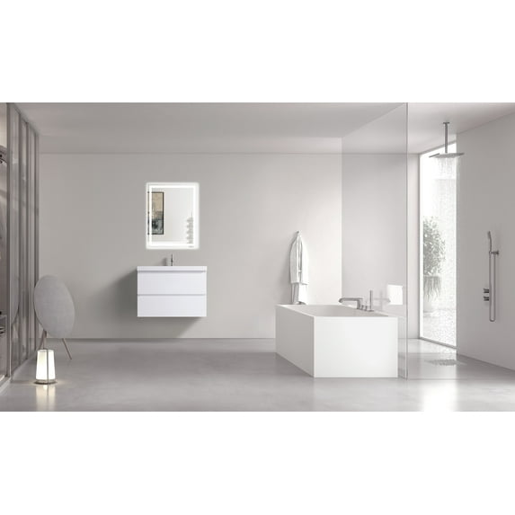 VSA 30" Wall Mounting Bath Vanity in White with White countertop