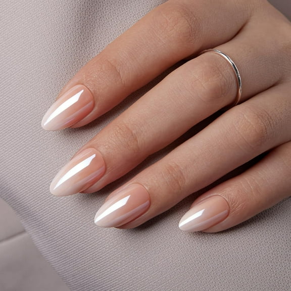 VSALON Press on Nails Short Almond - Chrome Ombre Nails Kit for Women, Reusable Opaque Soft Gel Fake Nails with Glue & Cuticle Oil - 32 PCS Glue On Nails in 16 Sizes (Romantic Floral)