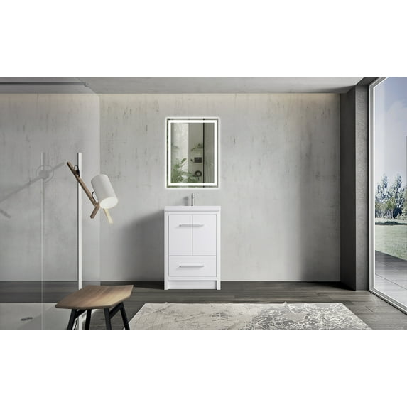 VSB 24" Freestanding Bath Vanity in White with White countertop