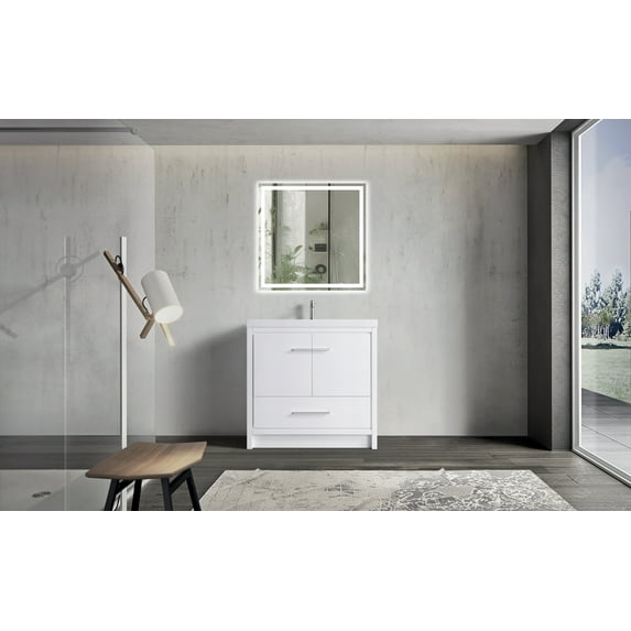 VSB 36" Freestanding Bath Vanity in White with White countertop