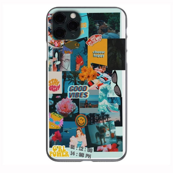 VSCO Blue GOOD VIBES collage Phone Case for iPhone 7 8 X XS XR SE 11 12 13 14 Pro Max Mini Note 10 20 s10 s10s s20 s21 20 Plus Ultra