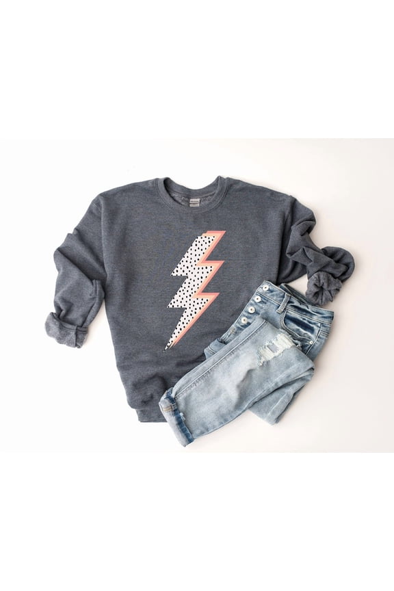VSCO Crewneck, Lighting Bolt Sweatshirt, Leopard Lightning Bolt Crewneck, Retro Sweatshirt, Leopard Sweatshirt, Cheetah Print Sweatshirt SWEATSHIRT All Size S-5XL