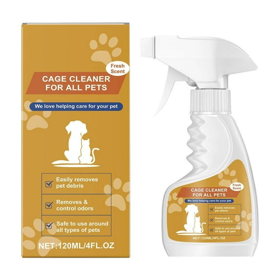 VSFAOV Pet Cage Cleaner Spray Scented Odor Remover Quick Drying Formula All Pet Cage Powerful Deep Cleaning Spray For Cats Dogs Small Animal Cages(120ml)