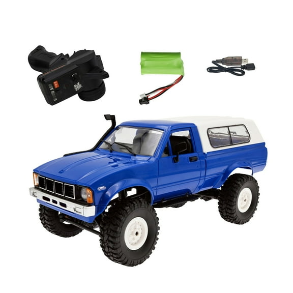 VSFAOV RC Rock Crawler WPL C24 RTR 1/16 Pickup Trucks Blue with LED Lights Four Wheel Drive Climbing 2.4Ghz 4x4 Off-Road RC Semi Trucks All Terrain Car