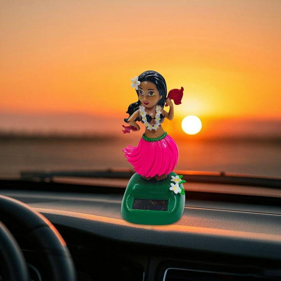 VSFAOV Solar Powered Dancing Hawaiian Girl Head Doll Car Dashboard Ornament Dancing Figure