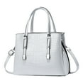 thumbnail image 1 of VSFAOV Women Handbags Purse Shiny Patent Leather Crocodile Pattern Top Handle Handbag Satchel Bags Zipper Medium Tote Bag White, 1 of 4