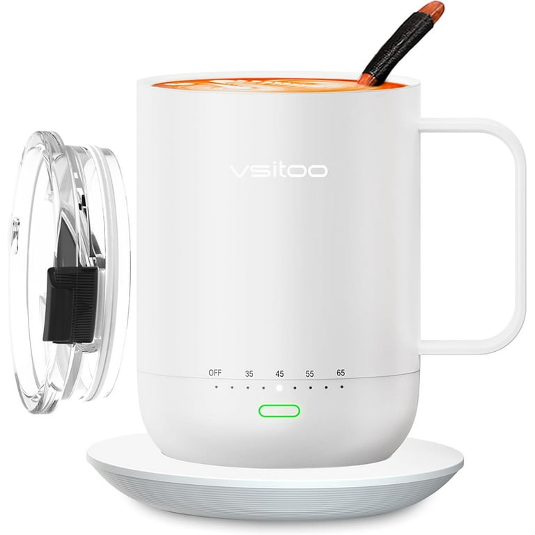 VSITOO S3pro Temperature Control Smart Mug 2 with Lid, Self Heating Coffee  Mug 14 oz, 90 Min Battery Life - APP & Manual Controlled Heated Coffee Mug  - Improved Design for Coffee Lovers 