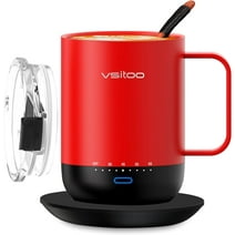 VSITOO Temperature Control Smart Mug 2 with Lid, Self Heating Coffee Mug 14 oz, 90 Min Battery Life - APP & Manual Controlled Heated Coffee Mug - Improved Design for Coffee Lovers