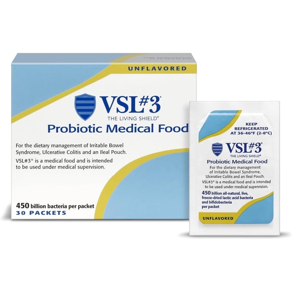 VSL#3 Probiotic Medical Food for Dietary Management of Ulcerative Colitis (UC) | High Dose and High Potency Probiotic Powder | 450 Billion CFUs | 1 Box, 30 Packets
