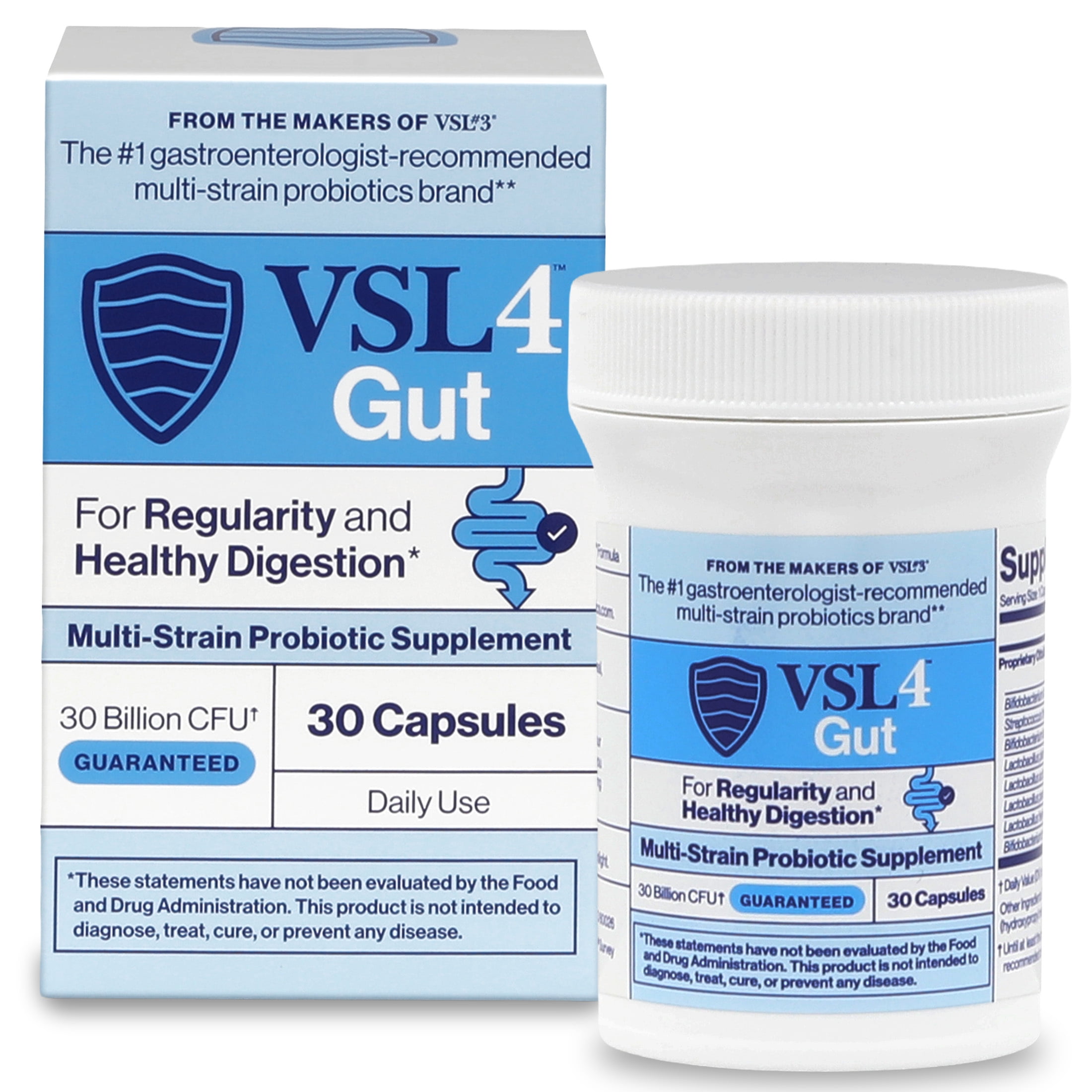 VSL4 Gut Digestive Health Probiotic for Adults, 30B CFU, Potent, Multi-Strain, 30 Capsules