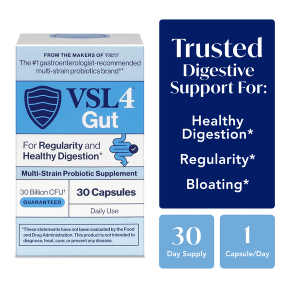 VSL4 Gut Digestive Health Probiotic for Adults, 30B CFU, Potent, Multi-Strain, 30 Capsules