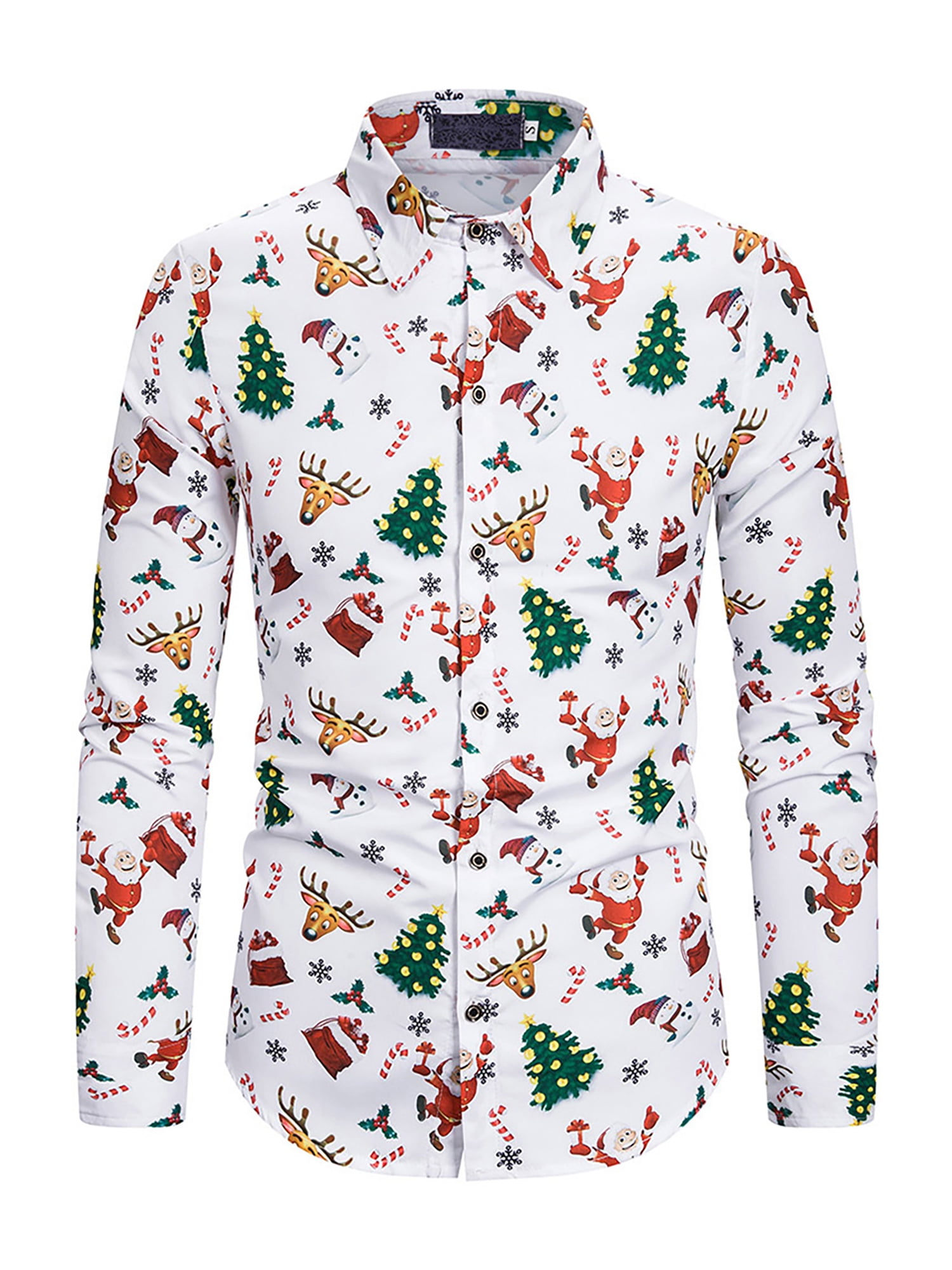 Christmas Men's Snowflake Dress Shirt Button Up Shirt Long Sleeve Casual main image 1