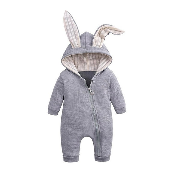 VSNOW Newborn Baby Boys Girls Cute Rabbit Ear Long Sleeve Hooded Jumpsuit Romper Bodysuit 0-3 Months