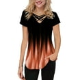 thumbnail image 1 of VSNOW Women Gradient Color Short Sleeve Tunic Tops T-Shirt Blouse, 1 of 5