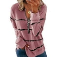 thumbnail image 1 of VSNOW Women Long Sleeve Zip Pullover Striped Tops V Neck Sweatshirt, 1 of 4