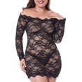 thumbnail image 1 of VSNOW Women Plus Size Lace Lingerie Bodycon Dress See Through Babydoll Sleepwear, 1 of 8