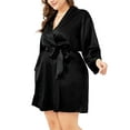 thumbnail image 1 of VSNOW Women's Plus Size Silk Satin Robe Kimono Bridesmaid Nightgown Sleepwear Lingerie, 1 of 8
