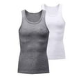 thumbnail image 1 of VSSSJ 2 Pack Men's Muscle Tank Tops Stretch Slim Fit Plain A-Shirts Undershirts Gym Fitness Workout Casual Sleeveless Crewneck Tops White M, 1 of 6
