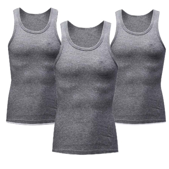 VSSSJ 3 Pack Workout Tank Tops for Men Stretch Sleeveless Crewneck Slim Fit Gym Tops Lightweight Breathable Fitness Bodybuilding Tank Tops Gray XXL
