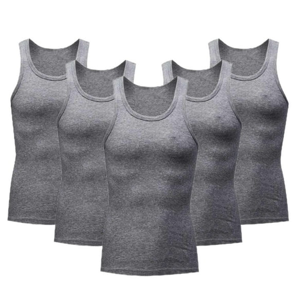 VSSSJ 5-Pack Mens Workout Tank Tops Muscle Stretch Slim Fit Sleeveless Tee Shirt Scoop Neck Lightweight Bodybuilding Fitness Gym Athletic Tank Top Gray L