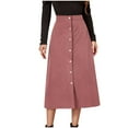 thumbnail image 1 of VSSSJ A-Line Skirts for Women Button Down Casual Dressy Solid Color Below Knee Office Skirts High Waisted Elegant Work Midi Skirts Pink S, 1 of 8