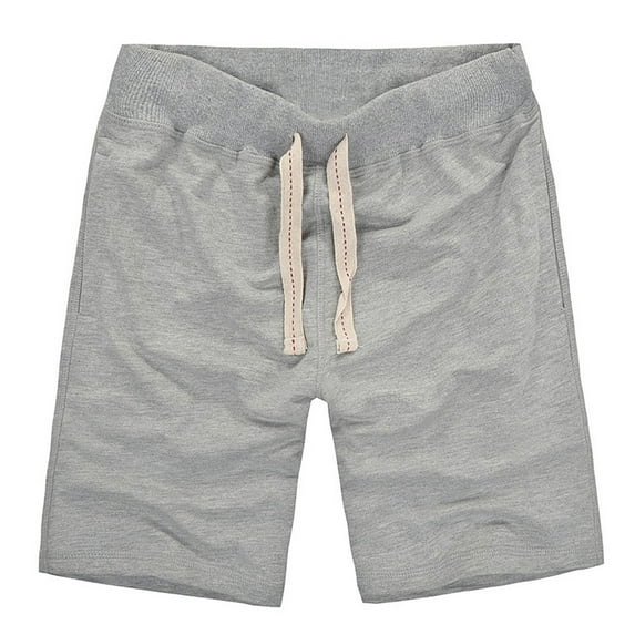 VSSSJ Athletic Shorts for Men Casual Cotton Elastic Waist Drawstring Workout Shorts Loose Summer Beach Lightweight Running Shorts with Pockets Gray M
