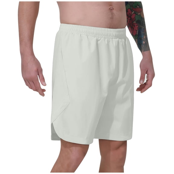 VSSSJ Athletic Shorts for Men Loose Quick Dry Running Shorts Elastic Waist Lightweight Casual Gym Training Workout Shorts with Pockets Khaki L