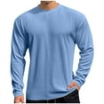 thumbnail image 1 of VSSSJ Big and Tall T-Shirts for Men Comfy Casual Long Sleeve Ribbed Knitted Round Neck Solid Color Loose Basic Versatile Muscle Pullover Tops Sky Blue XXL, 1 of 6