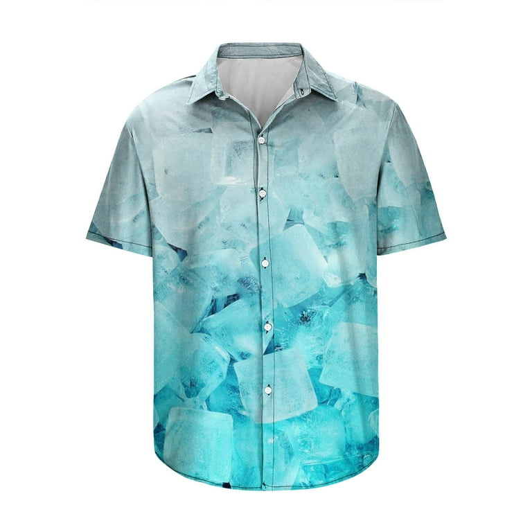 VSSSJ Big and Tall Men Hawaiian Shirts Regural Fit Short Sleeve Casual  Button Down Print Shirts Soft Summer Holiday Beach Cotton Tee Light Blue XL