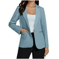 thumbnail image 1 of VSSSJ Blazer Jacket for Women Long Sleeve Notch Lapel Button Slim Fit Blazers Open Front Casual Classic Office Suit Coat with Pockets Light Blue XL, 1 of 6