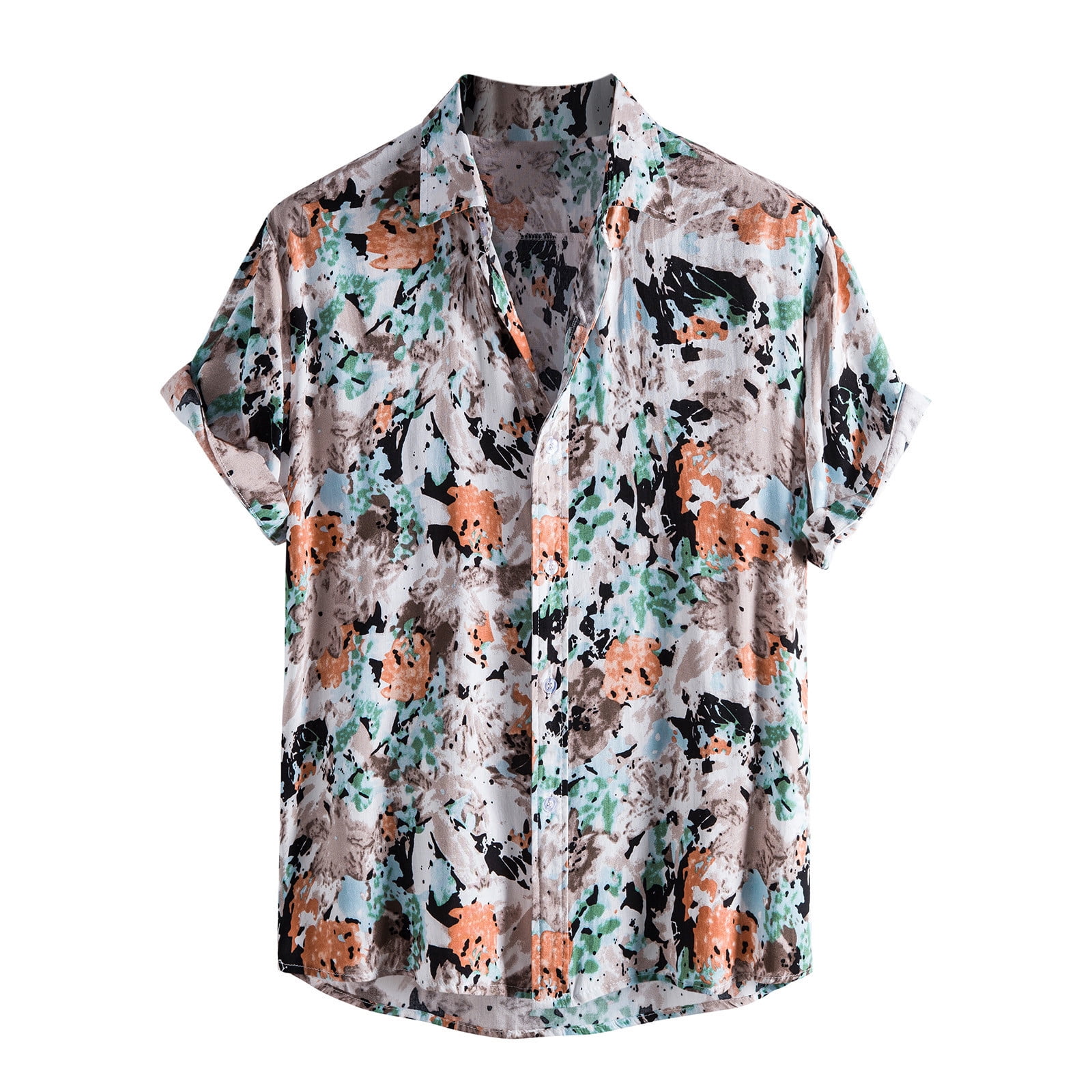 VSSSJ Button Down Shirts for Men Big and Tall Hawaiian Irregular Complex  Print Short Sleeve Lapel Casual Tee Shirt Summer Seaside Jogging Tops Light  Blue XXXL 