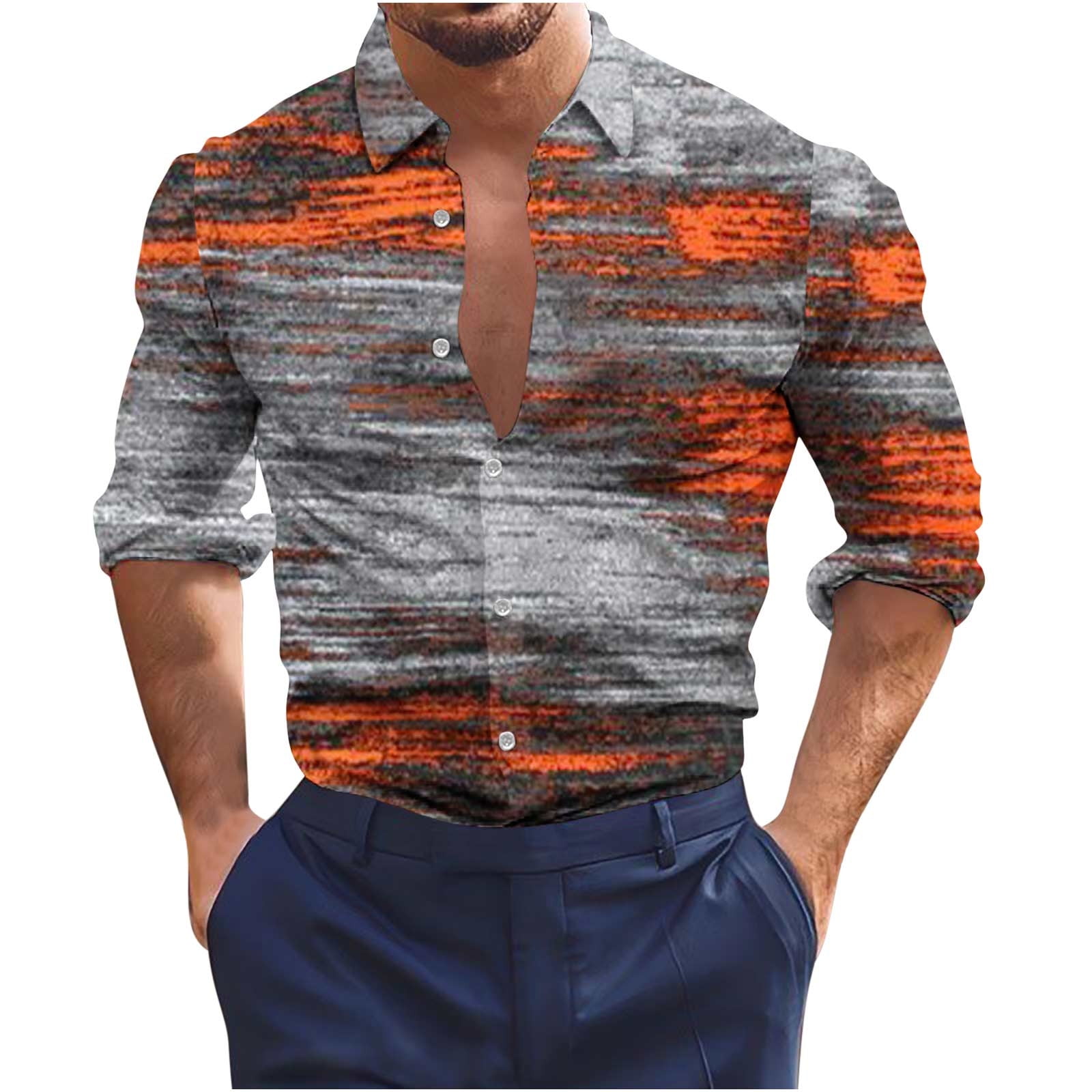 VSSSJ Button Down Shirts for Men Classic Fit 3D Fashion Print Long