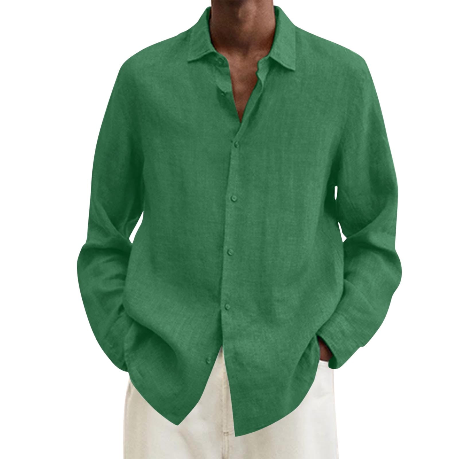 VSSSJ Button Down Shirts for Men Loose Fit Solid Color Lapel