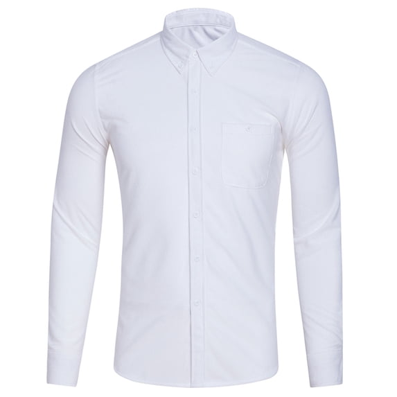 VSSSJ Button Down Shirt for Men Regular Fit Solid Color Long Sleeve Lapel Bottoming Tops Casual Corduroy Comfortable T-Shirts with Pocket White XXXXXL