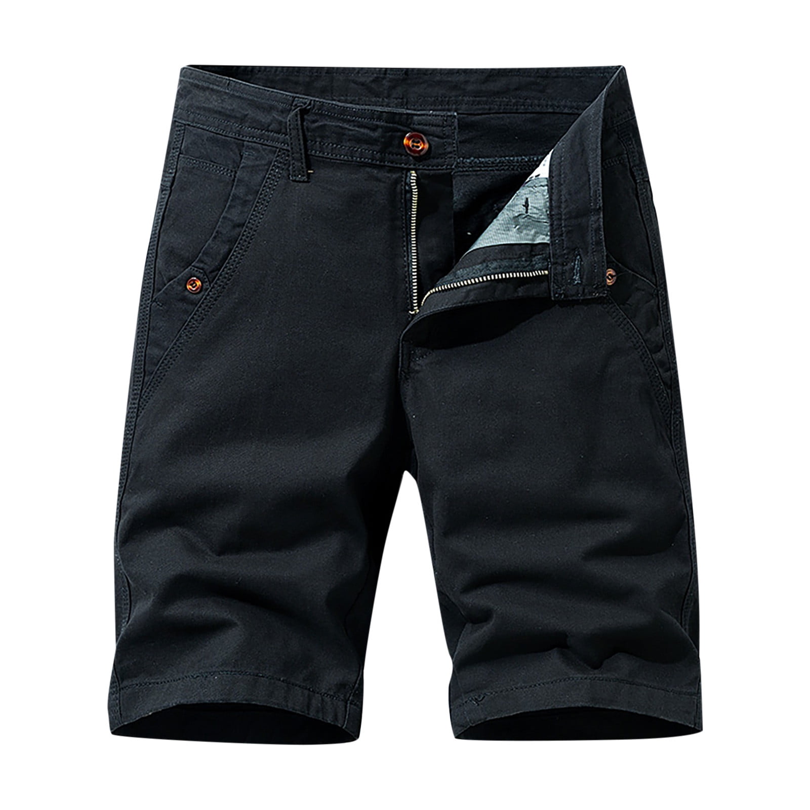 VSSSJ Cargo Shorts for Men Regular Fit Zipper Buttons Elastic Waist ...