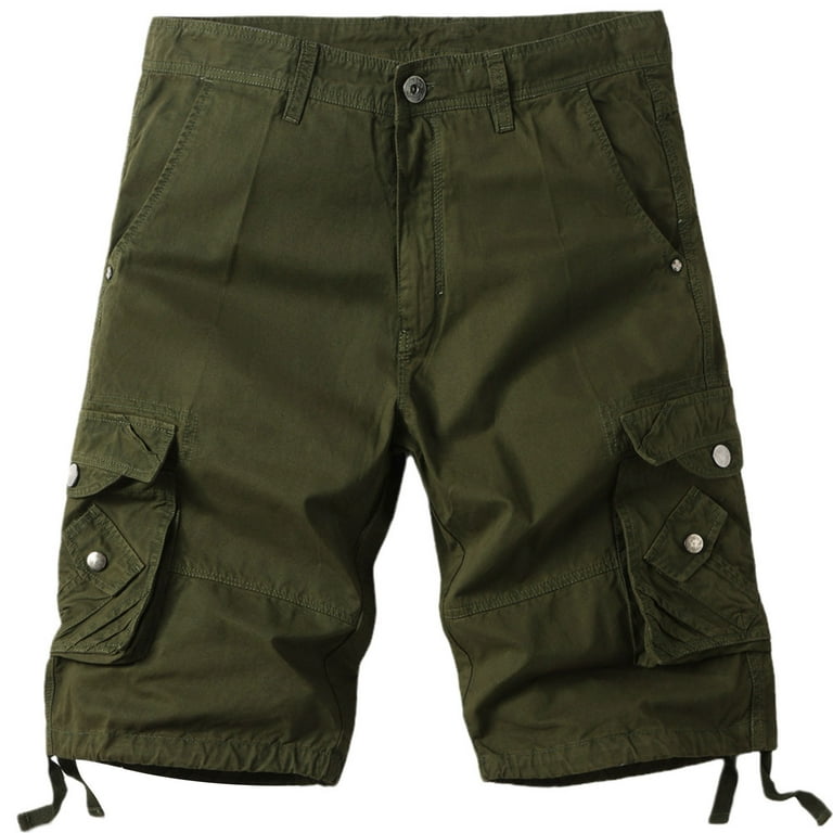 VSSSJ Men's Fashion Shorts Plus Size Casual Solid Color Zipper Button Five  Point Cargo Shorts with Multi-Pockets Summer Breathable Sport Short Pants  Khaki 38 