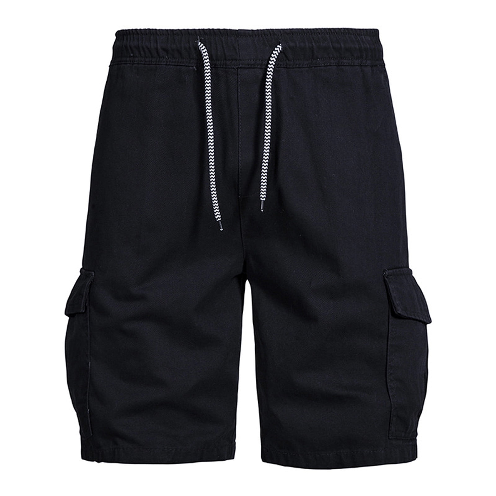 VSSSJ Cargo Shorts for Men Loose Fit Drawstring Elastic Waist Solid