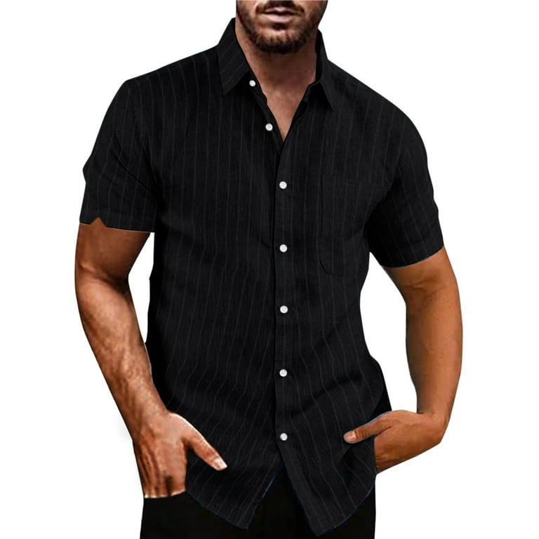 VSSSJ Cotton and Linen Shirt for Men Loose Fit Vintage Solid