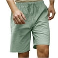 thumbnail image 1 of VSSSJ Cotton Linen Shorts for Men Loose Casual Drawstring Elastic Waist Shorts Summer Leisure Solid Knee Length Beach Shorts with Pockets Mint Green XXL, 1 of 4