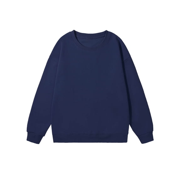VSSSJ Crewneck Sweatshirts for Men Long Sleeve Drop Shoulder Solid Basic Oversized Sweatshirts Cotton Loose Fit Pullover Sweatshirt Navy XXXL