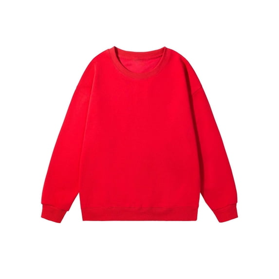 VSSSJ Crewneck Sweatshirts for Men Long Sleeve Drop Shoulder Solid Basic Oversized Sweatshirts Cotton Loose Fit Pullover Sweatshirt Red L