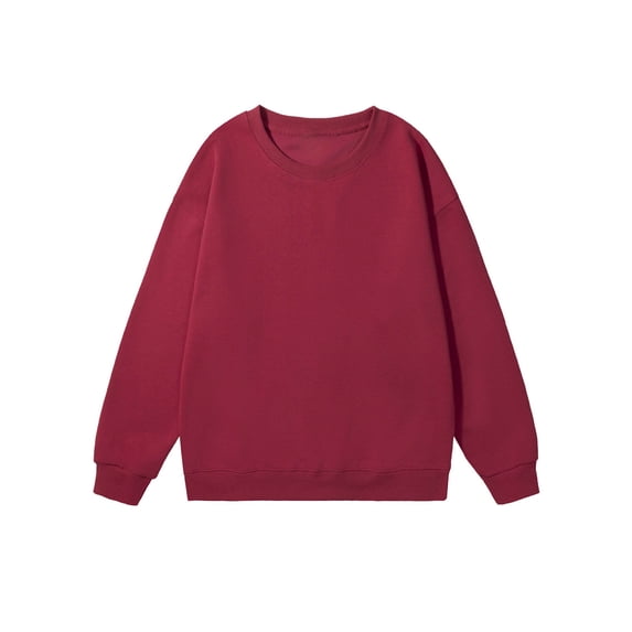 VSSSJ Crewneck Sweatshirts for Men Long Sleeve Drop Shoulder Solid Basic Oversized Sweatshirts Cotton Loose Fit Pullover Sweatshirt Wine S