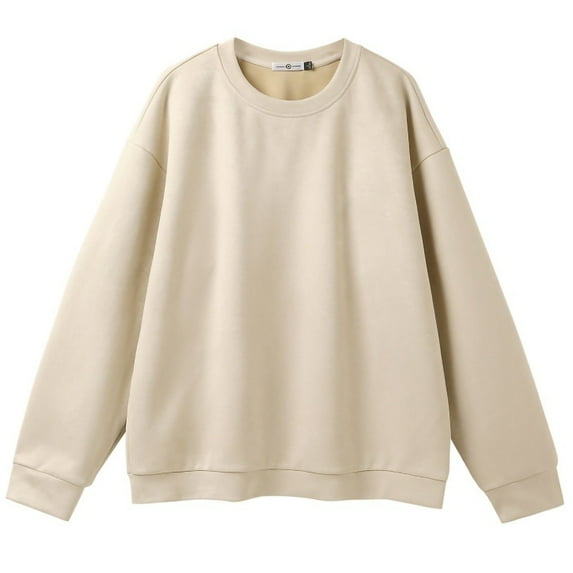 VSSSJ Crewneck Sweatshirts for Men Loose Fit Solid Color Basic Pullover Casual Comfy Long Sleeve Plus Size Vintage Fashion Sweatshirt Tops Beige XXL