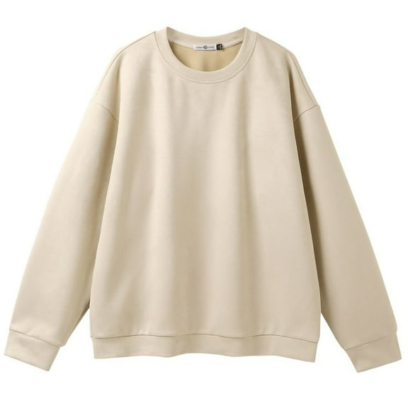 VSSSJ Crewneck Sweatshirts for Men Loose Fit Solid Color Basic Pullover Casual Comfy Long Sleeve Plus Size Vintage Fashion Sweatshirt Tops Beige XXL