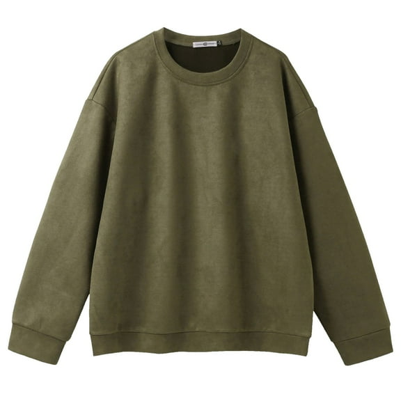 VSSSJ Crewneck Sweatshirts for Men Loose Fit Solid Color Basic Pullover Casual Comfy Long Sleeve Plus Size Vintage Fashion Sweatshirt Tops Green XXL